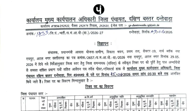 PMAY Dantewada Recruitment 2026
