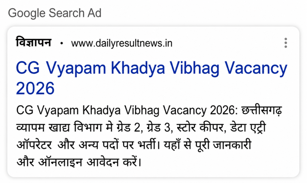 CG Vyapam Khadya Vibhag Vacancy 2026